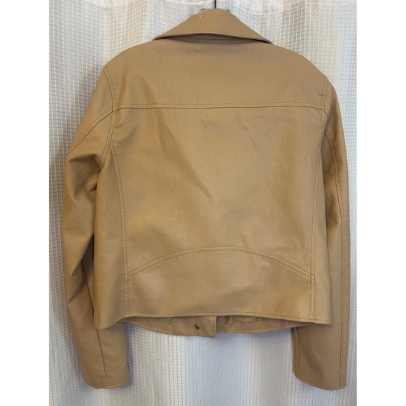 Anthropologie Tan Faux Leather Moto Jacket Size Medium - Picture 2 of 7